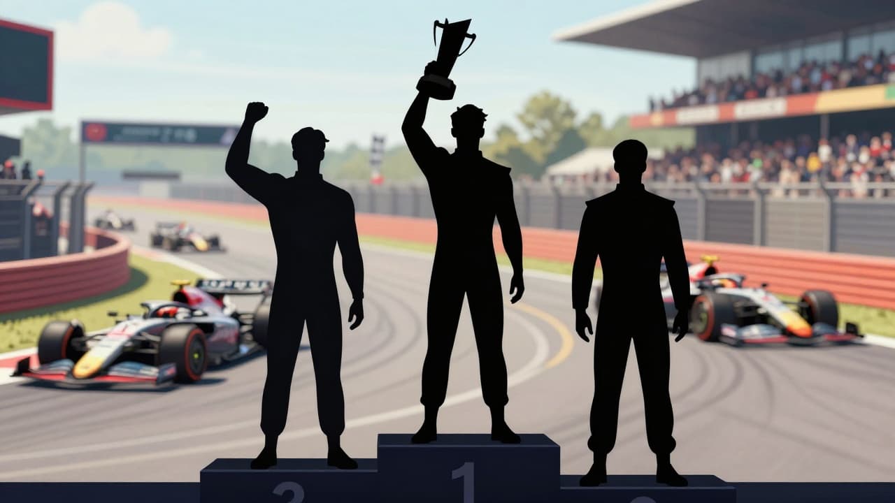 Winning podium with trophy