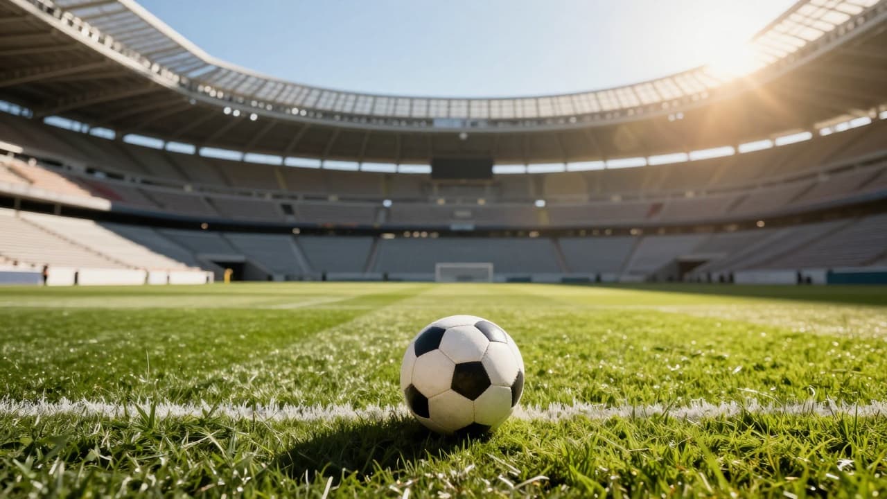 Fudbalska lopta na travnjaku stadiona