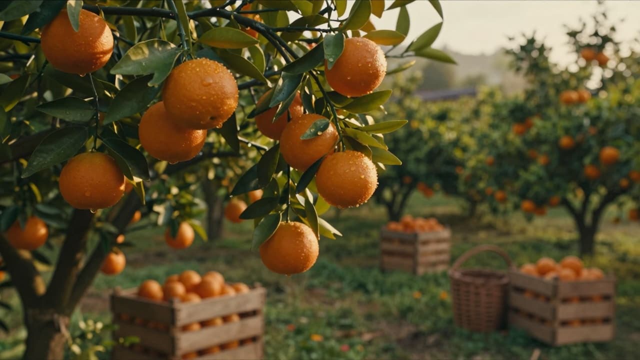 Zreli plodovi mandarina na grani
