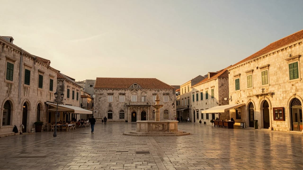 Stari gradski trg u zlatnom svjetlu