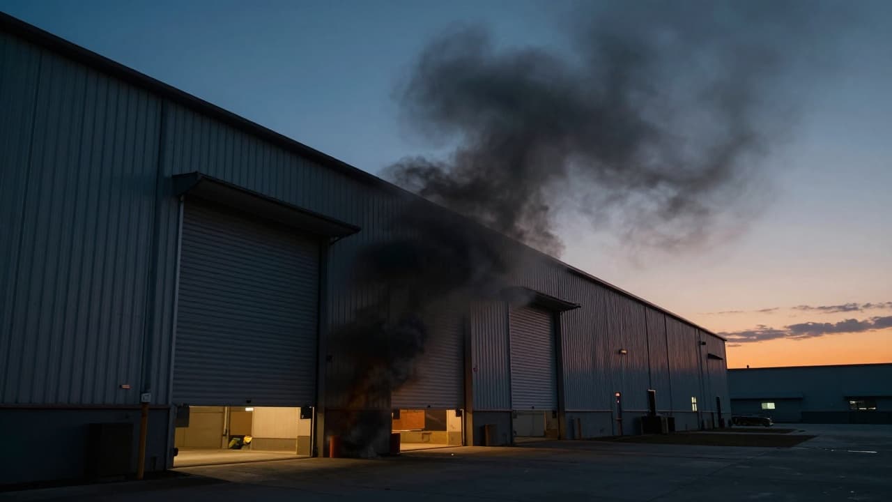 Smoke coming out of an industrial facility