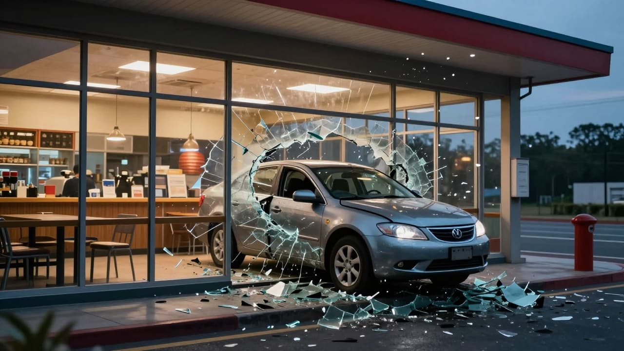 Automobil probio staklo kafića