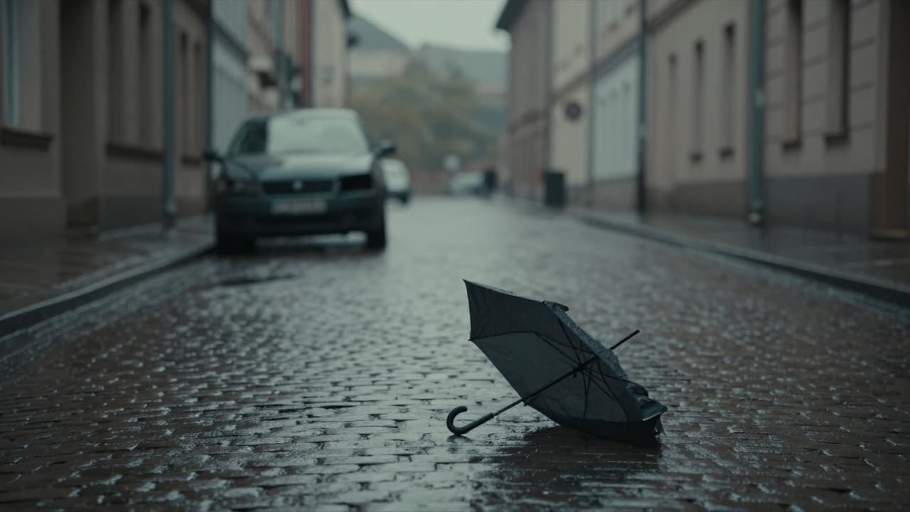 Približni prikaz kišne ulice s prekrivenim sjenama
