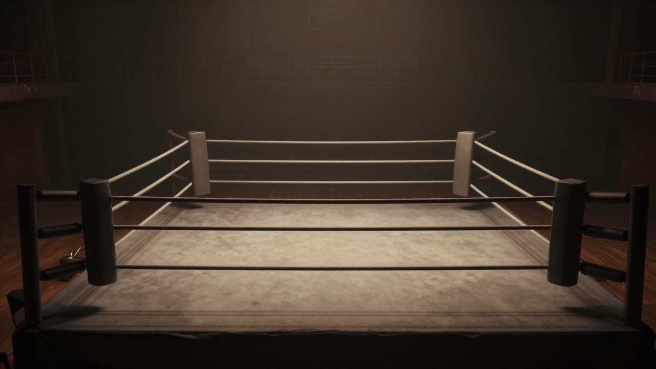 Prazni boksački ring u dramatičnom svjetlu