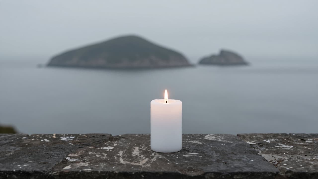 Bijela svijeća na tamnom kamenu