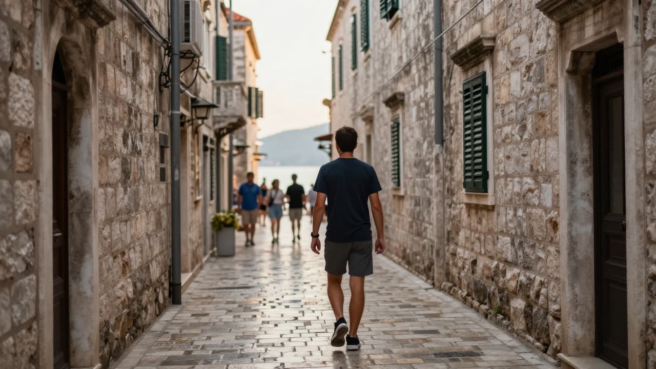 Tenisaš u šetnji kroz uske ulice