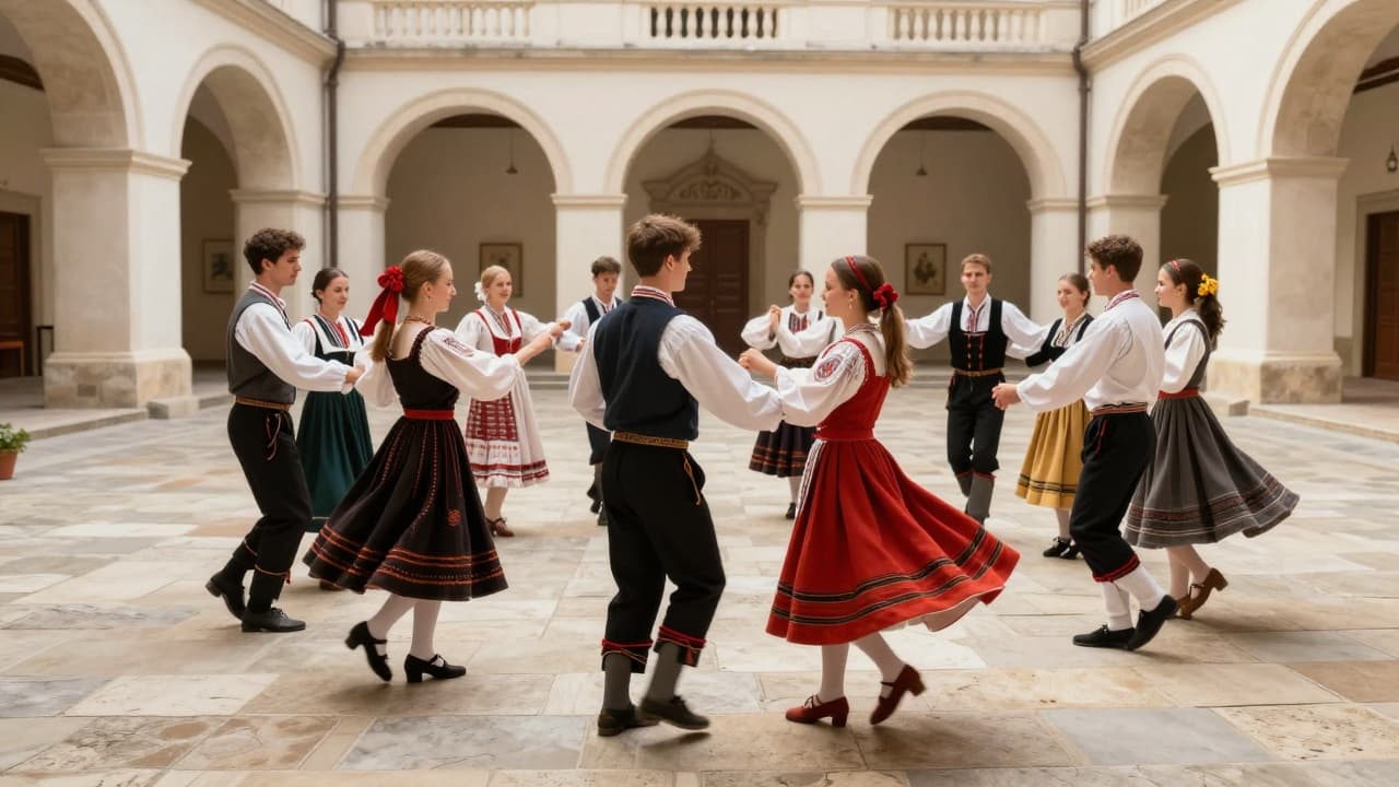 Mladi plešu tradicionalni ples