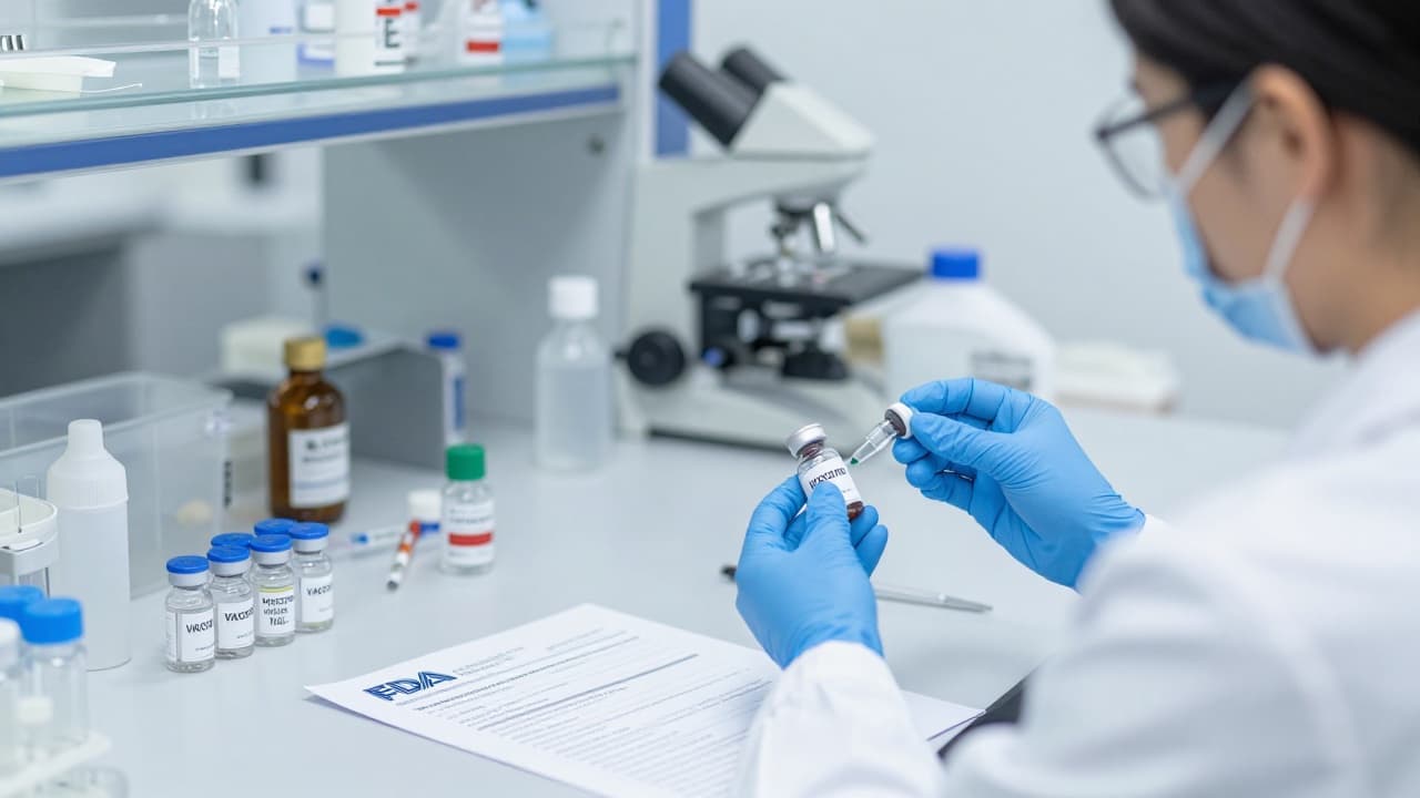 Medicinski djelatnici s ampulama cjepiva u laboratoriju