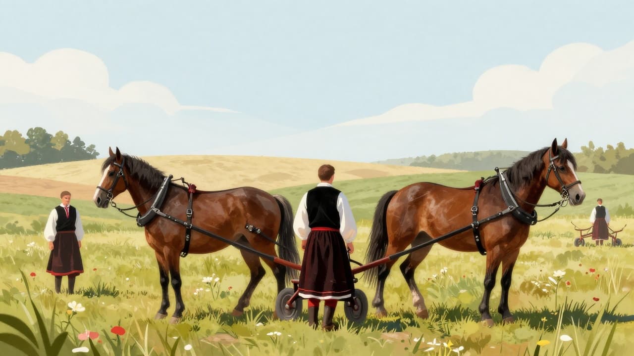 Oranje konjima u tradicionalnoj nošnji