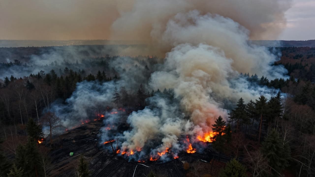 Gust dim prekriva šumski predio