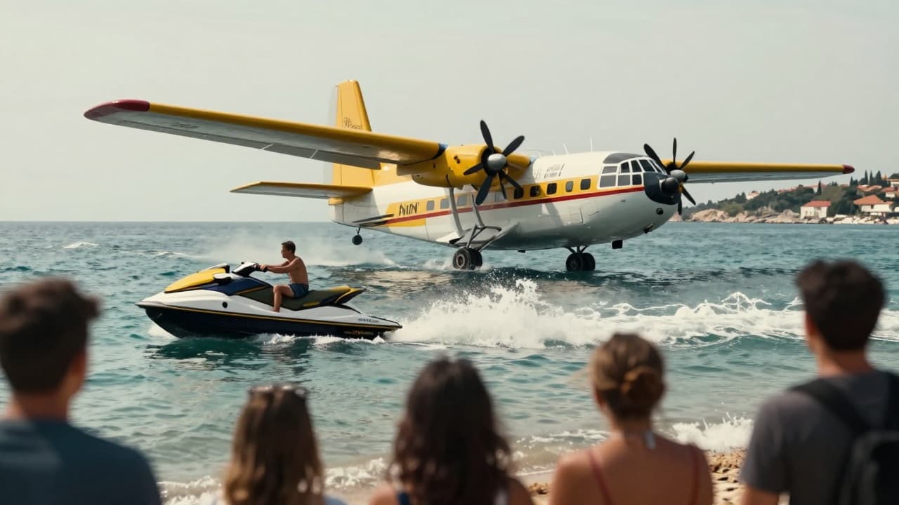 Opasna vožnja jet skija blizu zrakoplova