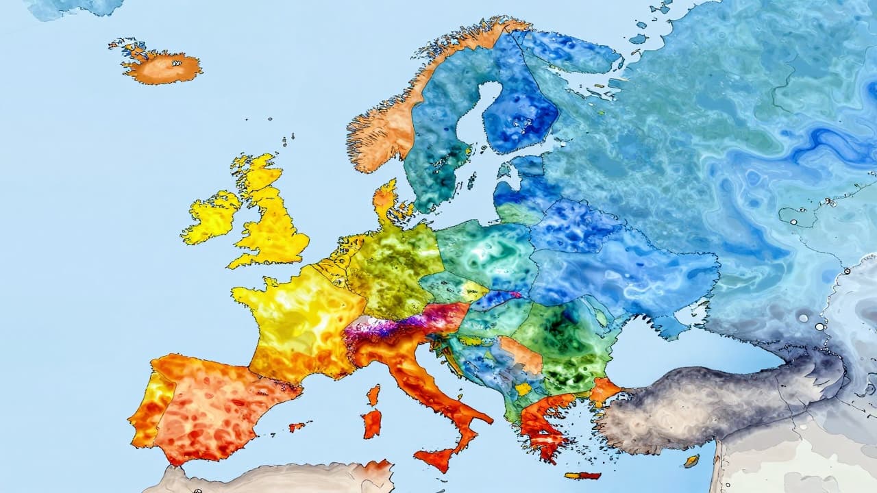 Prikaz temperature u Europi