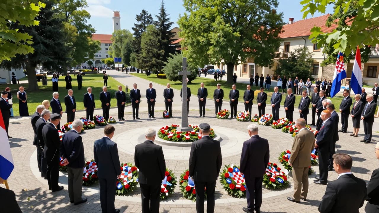 Veterani polažu vijenac na spomeniku